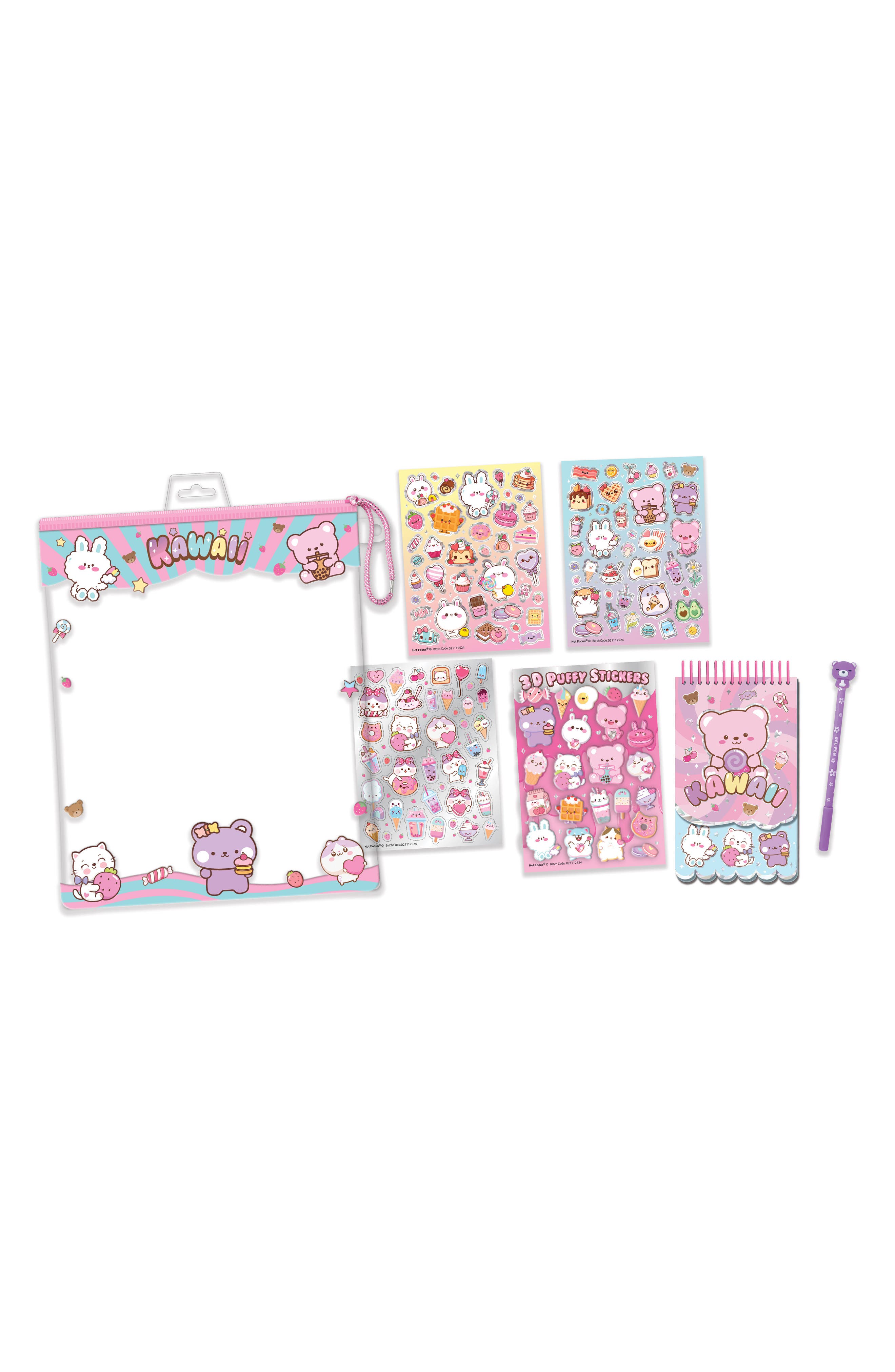 HOT FOCUS Kids' Kawaii Critters Sticker Portfolio Stationary Set