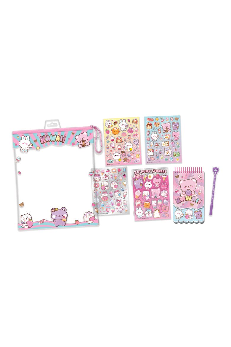 Kids' Kawaii Critters Sticker Portfolio Stationary Set, Main, color, MULTI COLOR