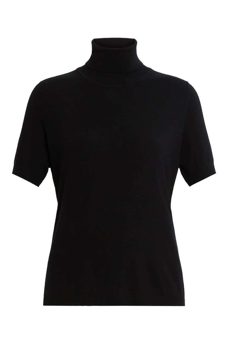 Short Sleeve Turtleneck Sweater, Alternate, color, BLACK