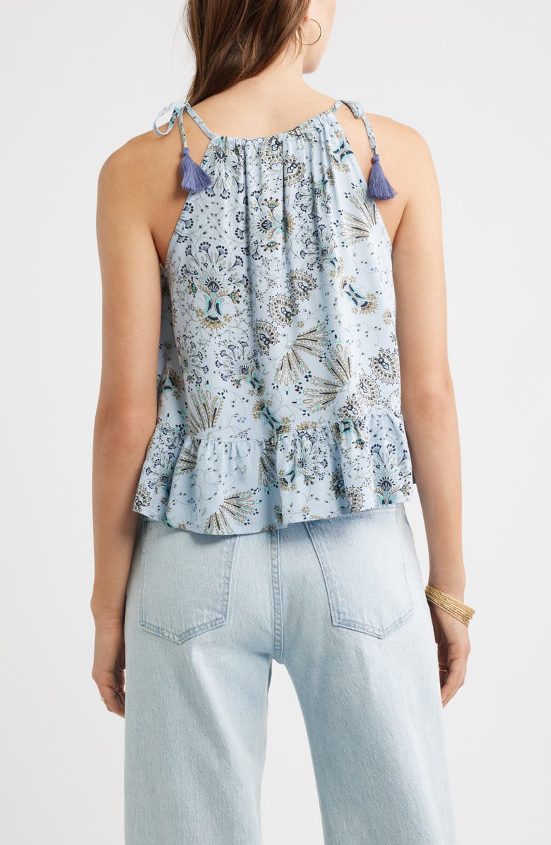 Treasure & Bond Ruffle Hem Camisole, Alternate, color, Blue- Olive Scarf Floral