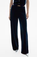 MANGO Xenphant Stretch Velvet Wide Leg Pants