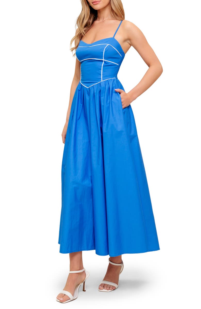 FLYING TOMATO Fit & Flare Midi Dress, Alternate, color, Blue