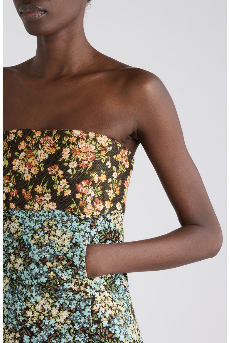 Ciliasa Strapless Floral Gobelin Top, Alternate, color, BROWN