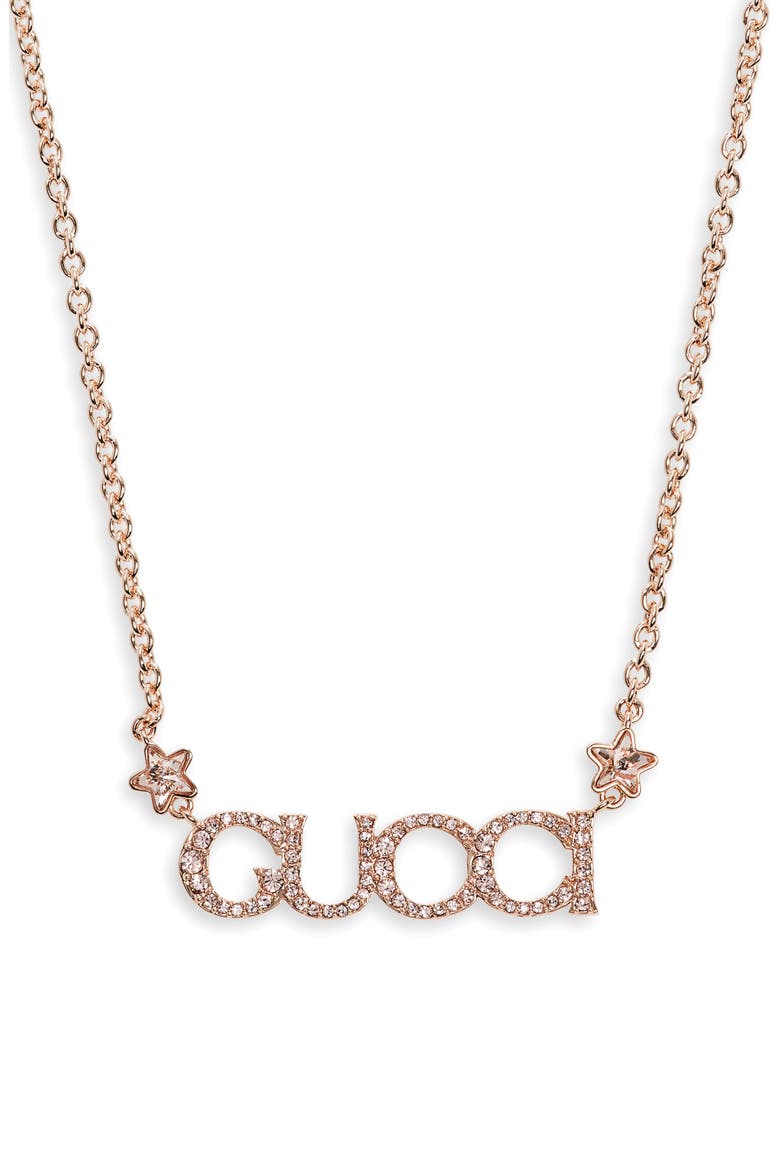 Crystal Script Necklace, Main, color, PINK
