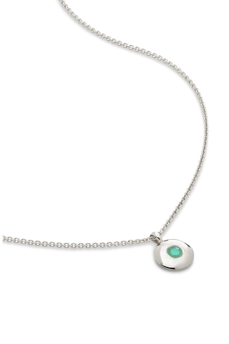May Birthstone Emerald Pendant Necklace, Main, color, STERLING SILVER