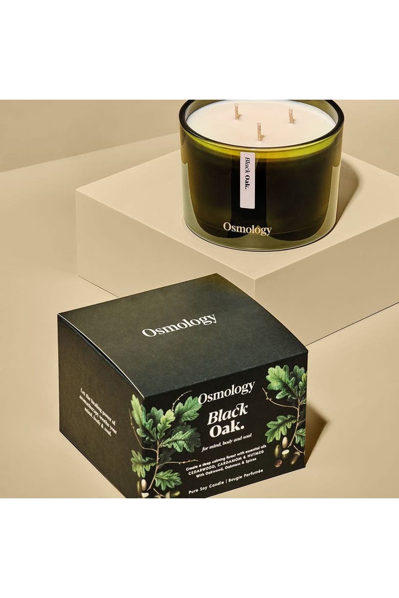 Black Oak Scented Triple Wick Candle, Alternate, color, black