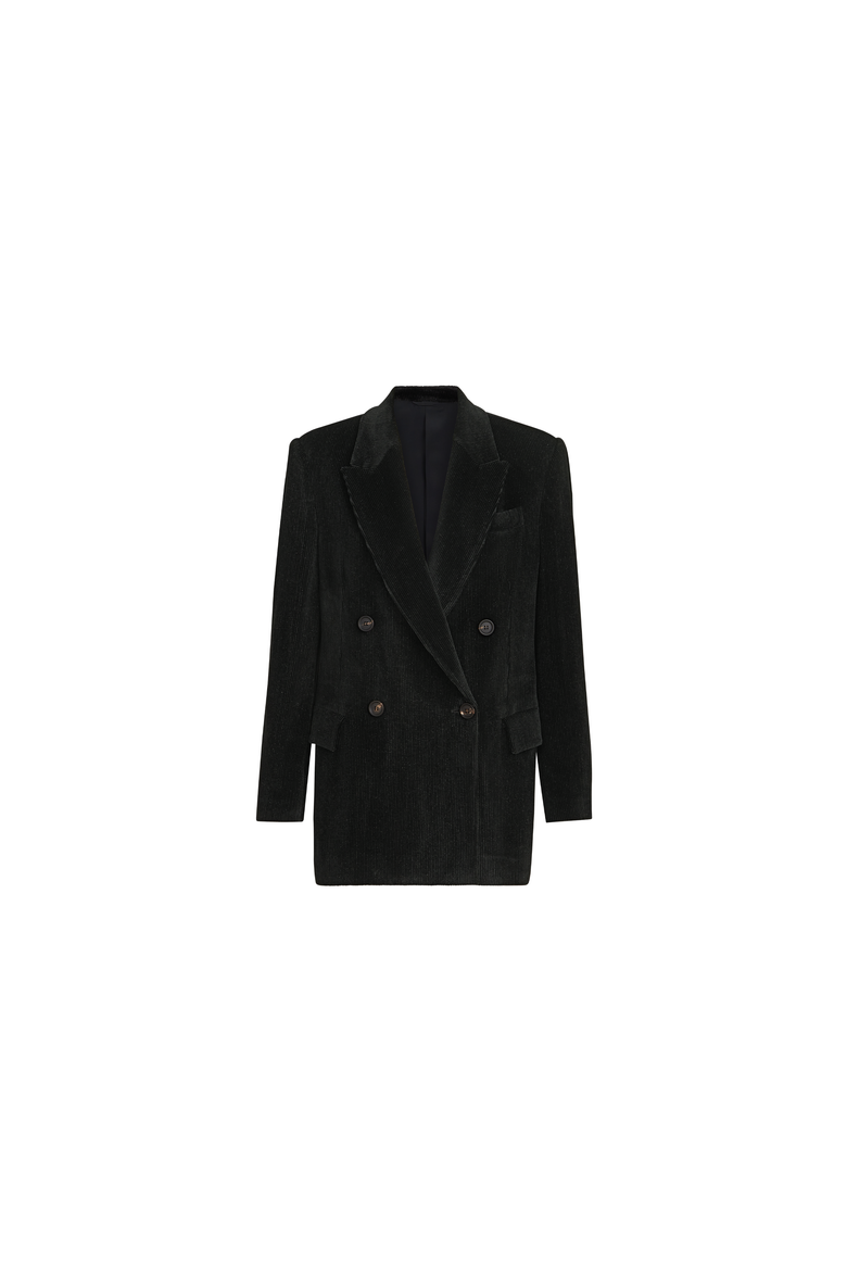 Sparkling corduroy blazer with monili, Alternate, color, Black