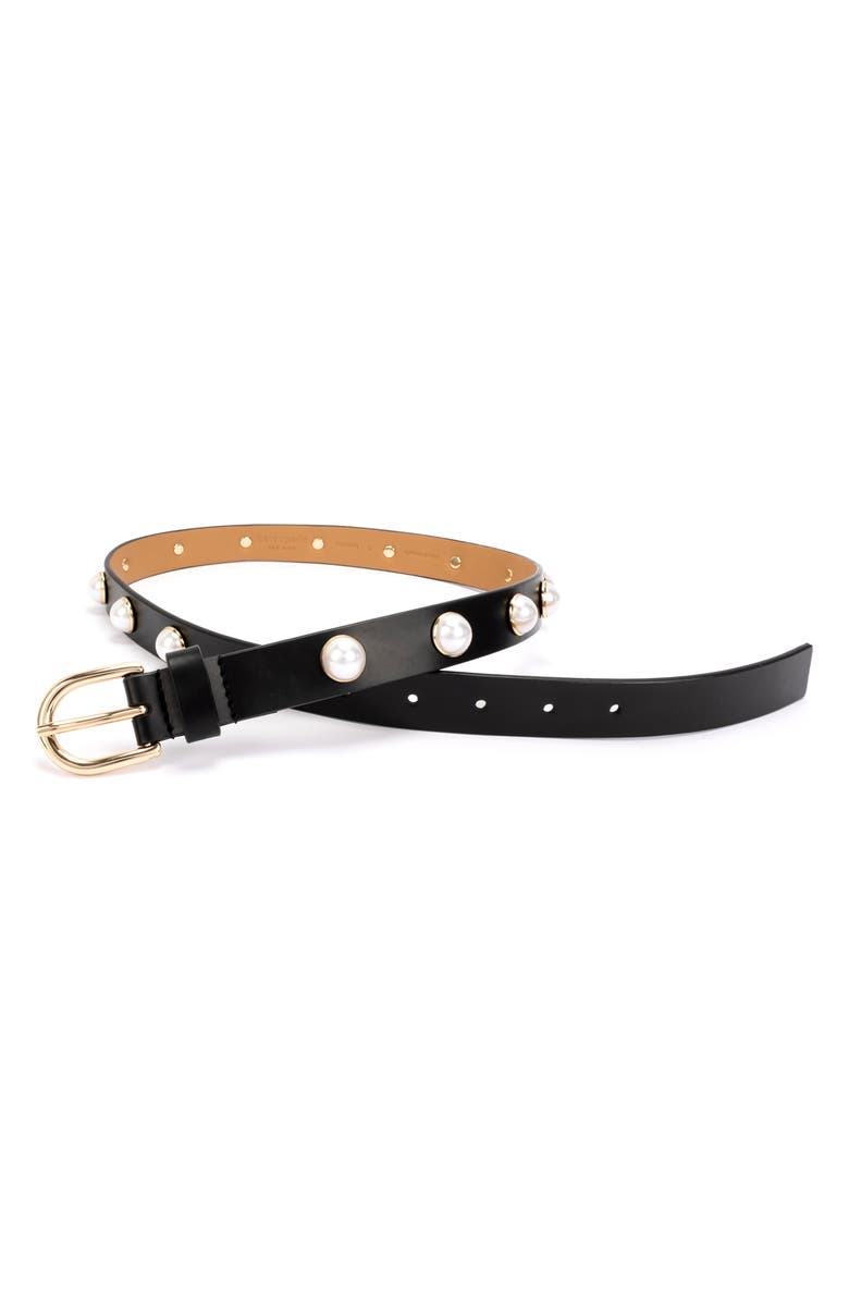 Kate Spade New York faux pearl leather belt, Alternate, color, 