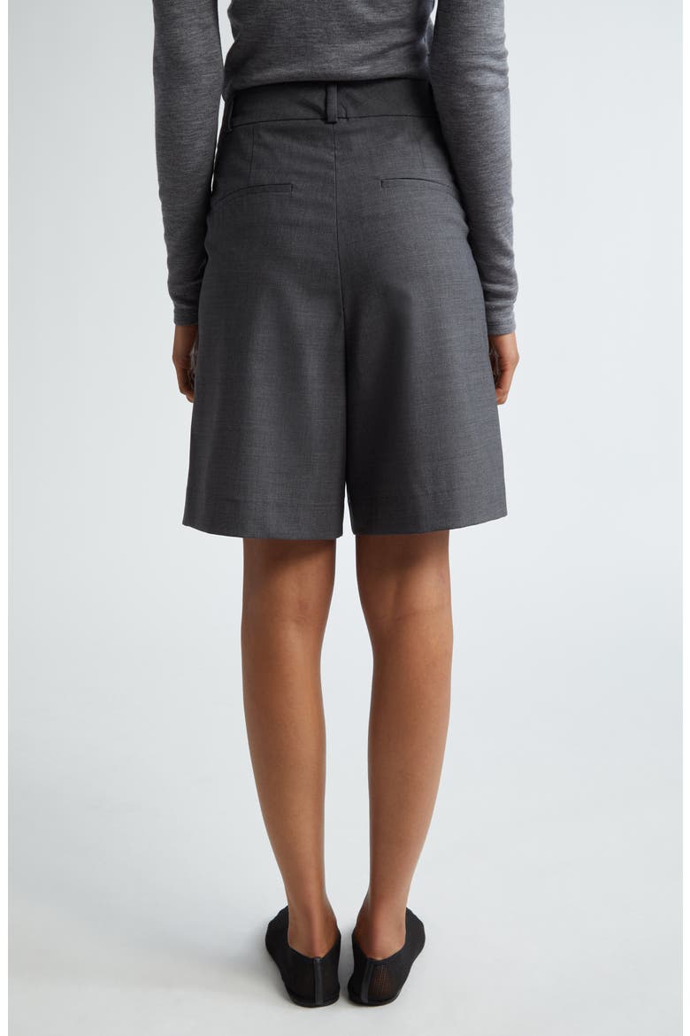 Tailored Virgin Wool Wide Leg Shorts, Alternate, color, DARK GREY MELANGE