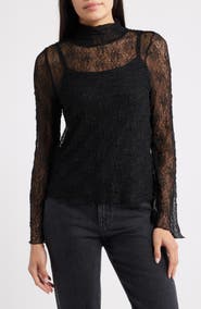 Wit & Wisdom Mock Neck Sheer Knit Top