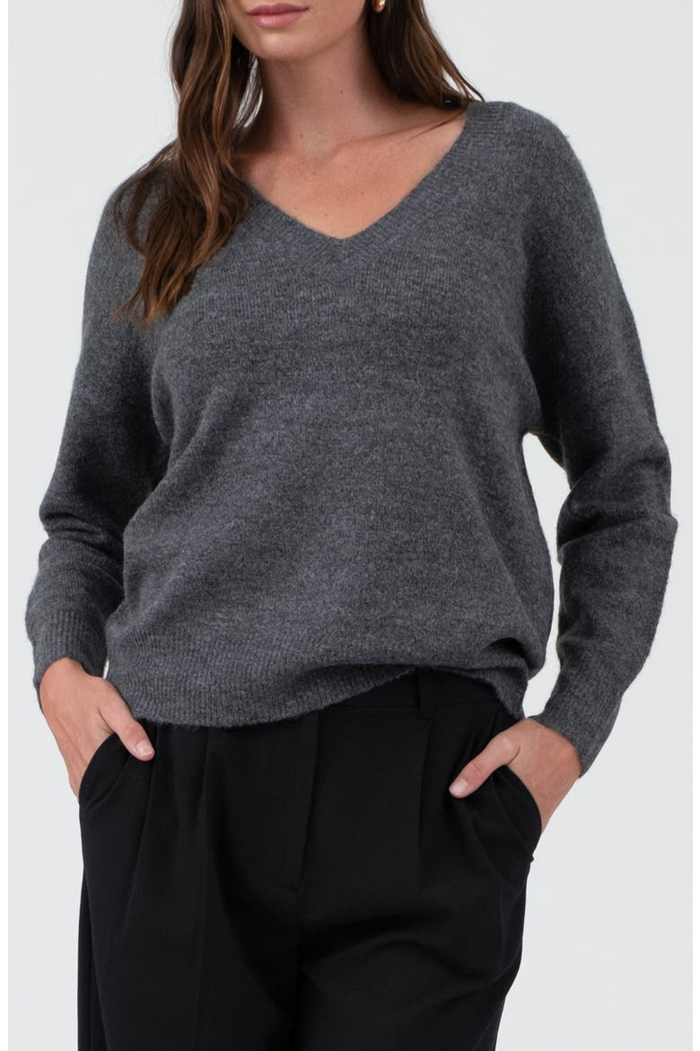 Drop Shoulder Sweater, Main, color, CHARCOAL