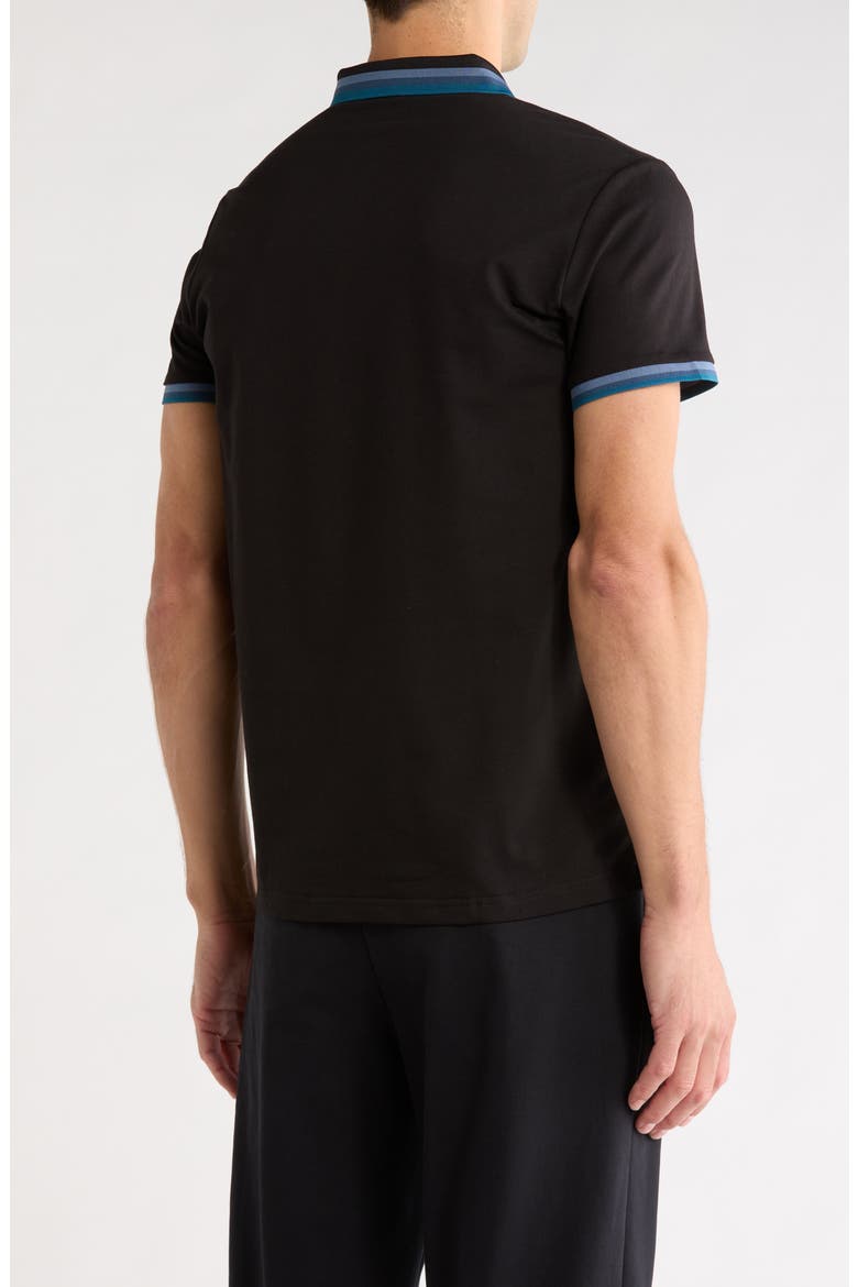 Stripe Stretch Cotton Polo, Alternate, color, BLACK