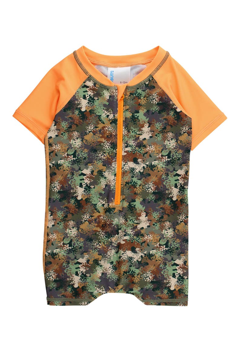 UPF50+ Short Sleeve One Piece Rash Guard Swimsuit, Main, color, Classic Camo