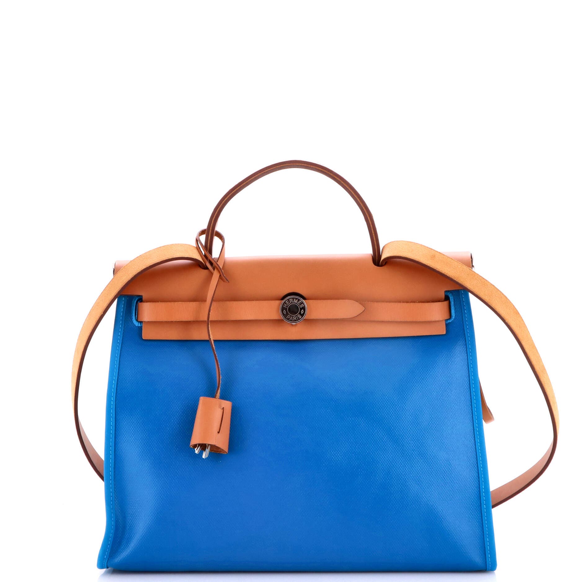 Herbag Zip Berline Vache Canvas and Leather 31, Main, color, Bleu Zanzibar