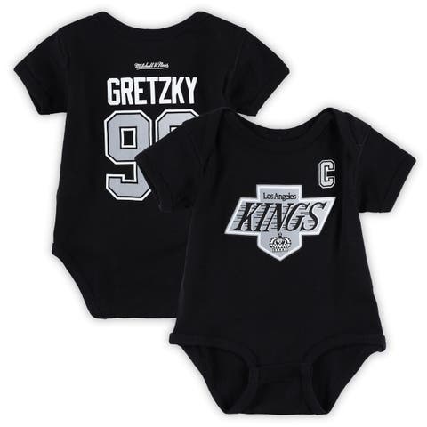 Infant Mitchell & Ness Wayne Gretzky Black Los Angeles Kings Captain Patch Name & Number Bodysuit