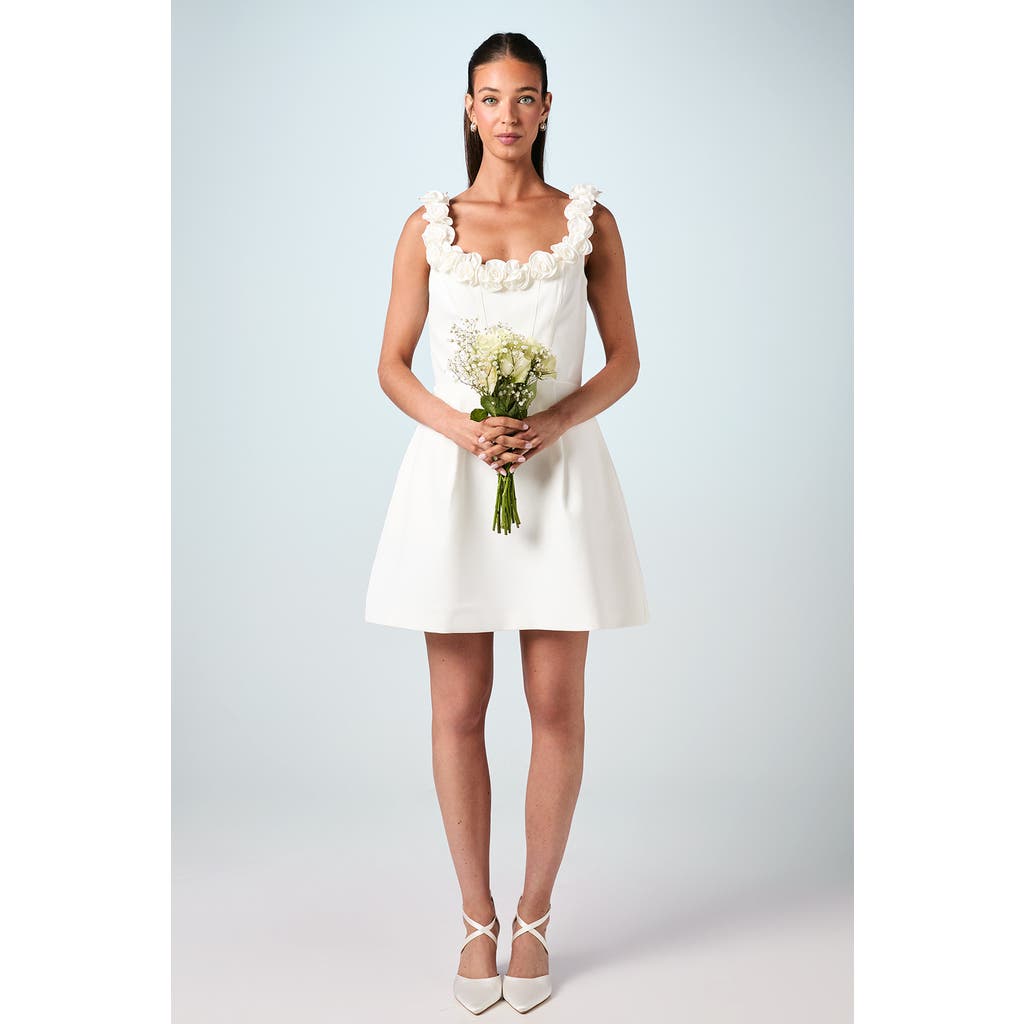 Coast Square Neck 3d Flower Bridal Mini Dress In White
