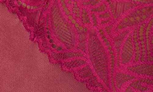 Dkny Deco Lace & Mesh Romper In Burgundy