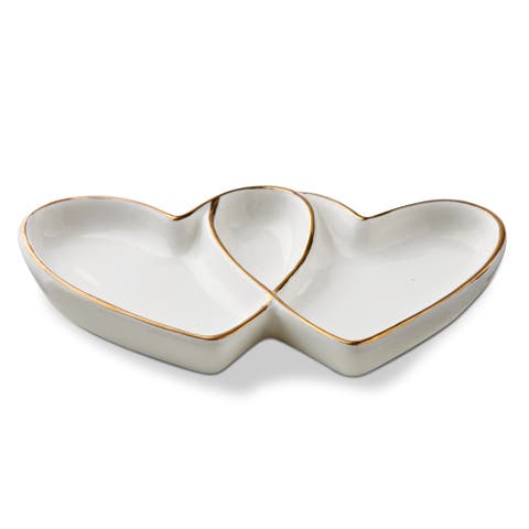 Sweetheart Trinket Dish White Multi Earthenware Everyday