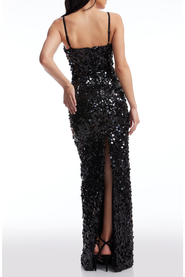 Cammie Paillette Sleeveless Gown, Alternate, color, BLACK