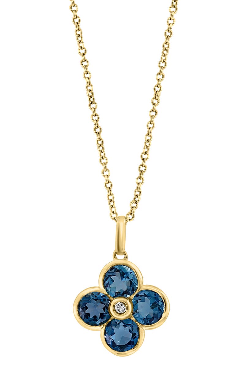EFFY 14K Yellow Gold Semiprecious Stone & Diamond Flower Pendant Necklace - 0.02ct., Main, color,