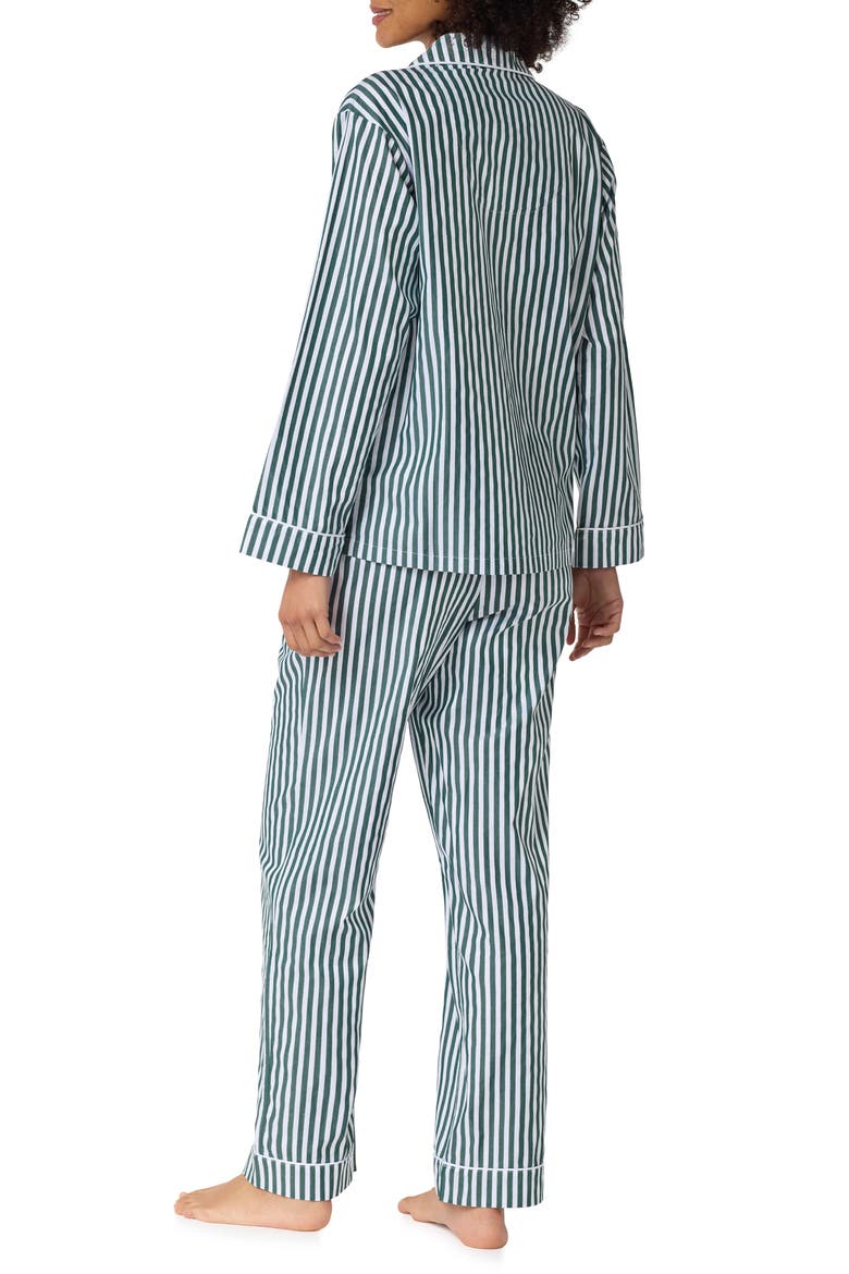 Print Cotton Sateen Pajamas, Alternate, color, 3D STRIPE GREEN