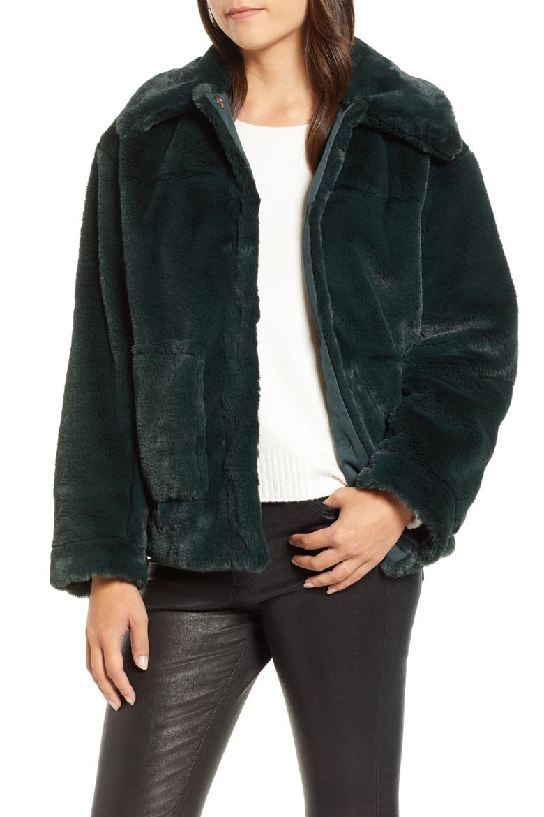 Salma Faux Fur Jacket, Main, color, PINE