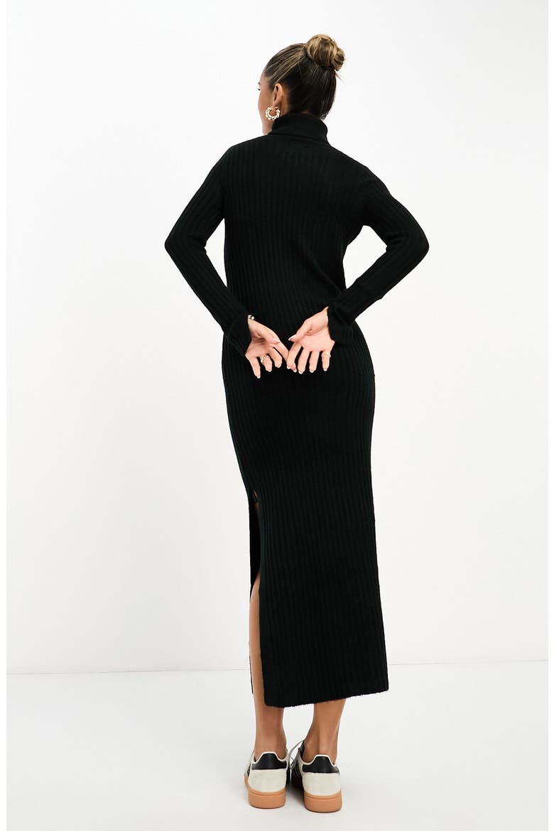Ribbed Long Sleeve Sweater Dress, Alternate, color, BLACK