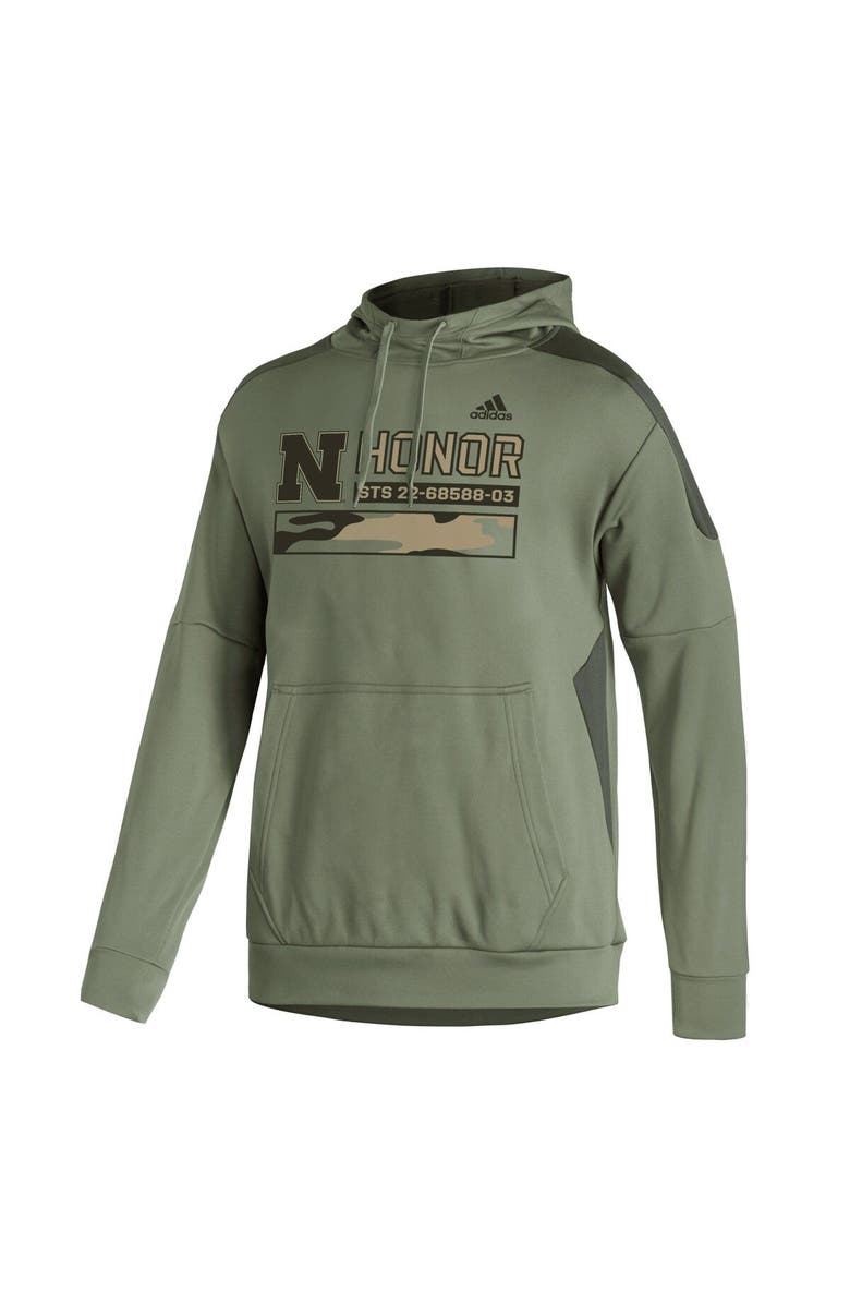 adidas Men's adidas Green Nebraska Huskers Military Appreciation Pullover Hoodie, Alternate, color,