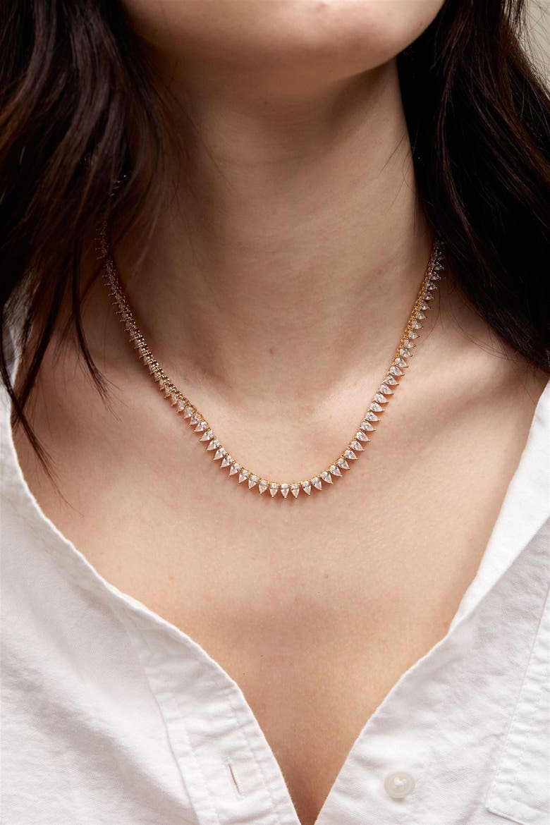 Teardrop Tennis Necklace, Alternate, color, Gold