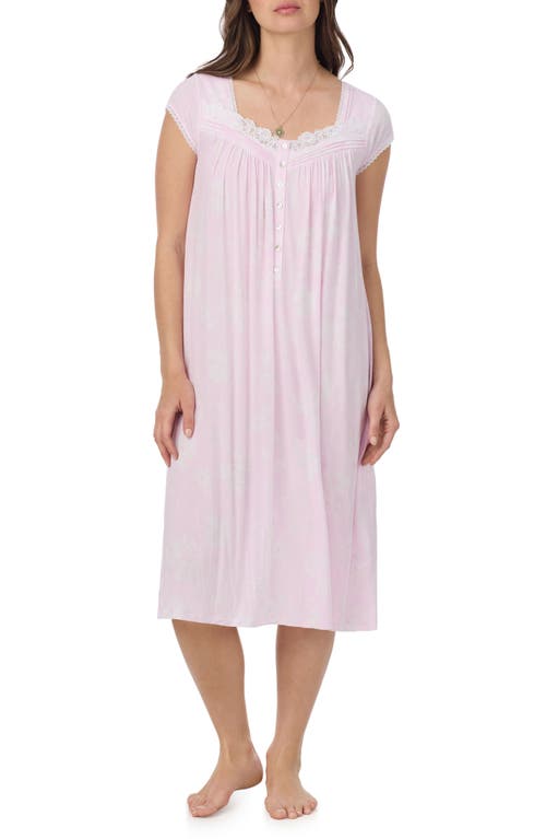 Eileen West Waltz Cap Sleeve Nightgown in Pink/fl at Nordstrom, Size Medium