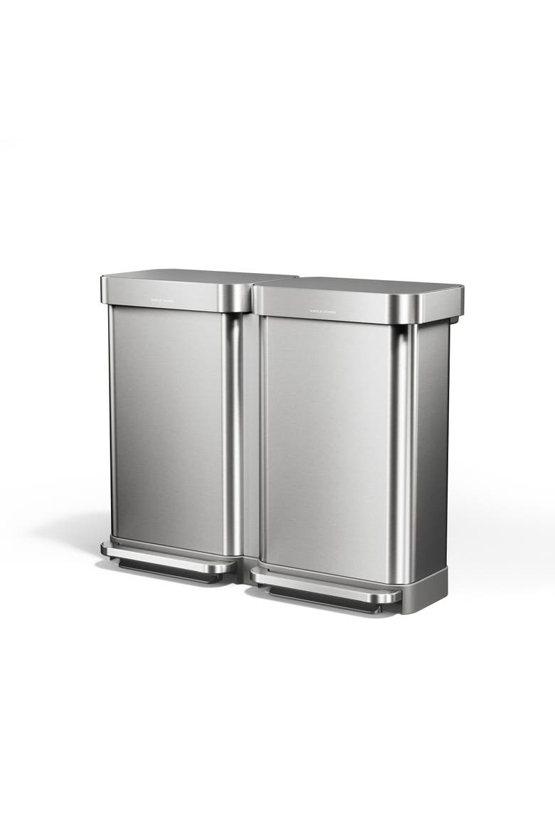 90L Step Recycler Brushed Stainless Steel With Grey Plastic Lid, Alternate, color, Brushed