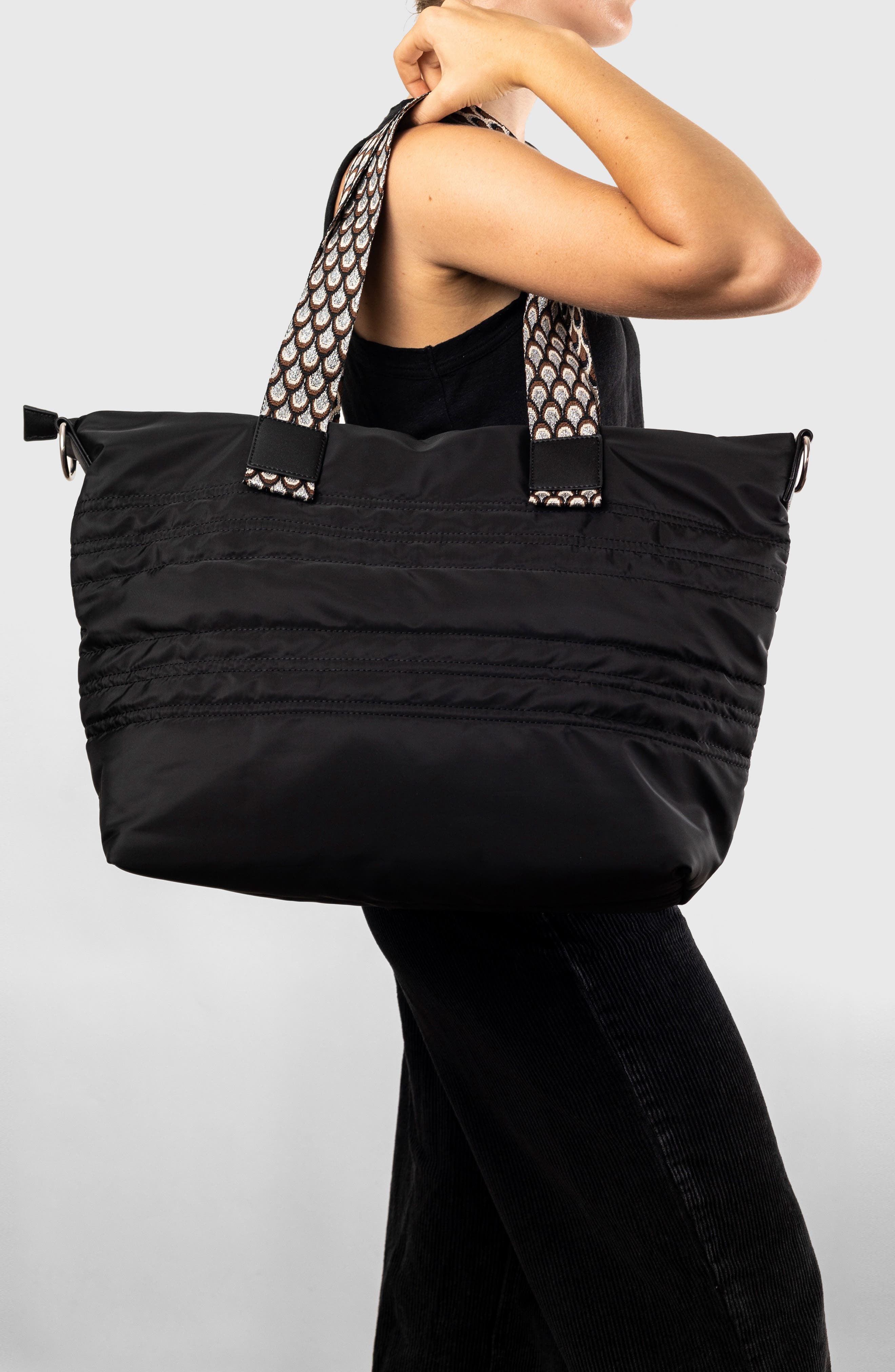 Urban Originals Hear the Music Nylon Tote, Alternate, color, Black