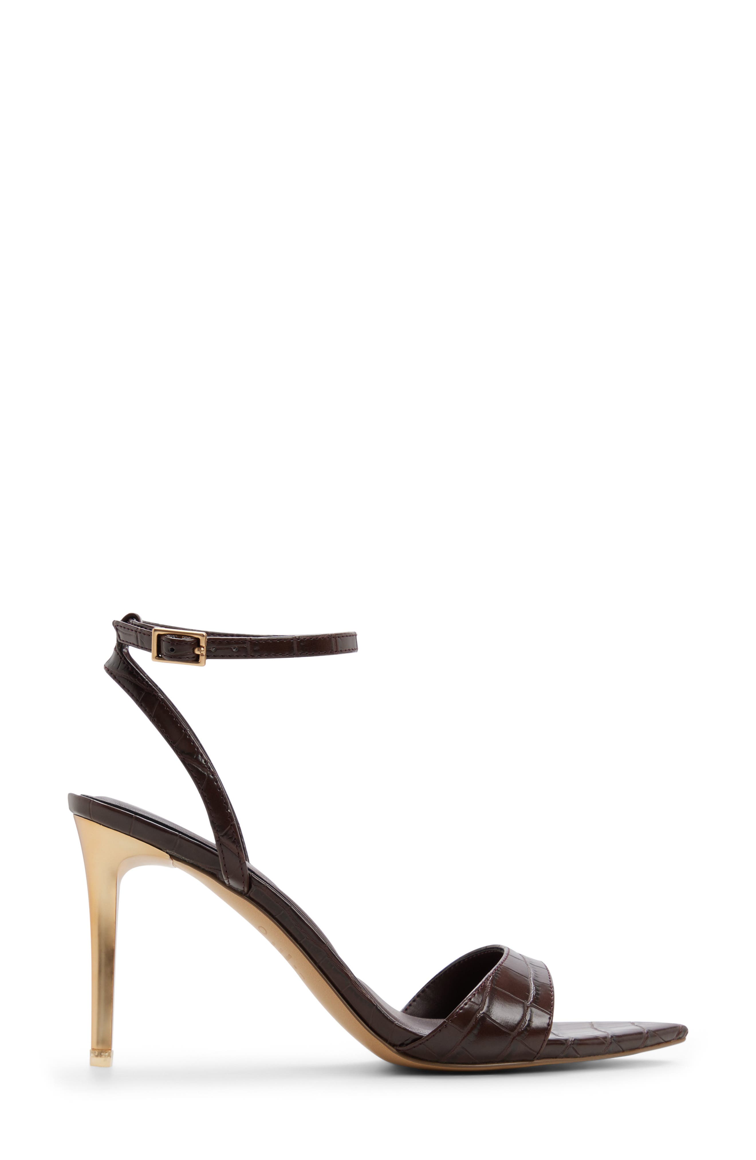 Leandra Ankle Strap Pointed Toe Sandal, Alternate, color, DARK BROWN