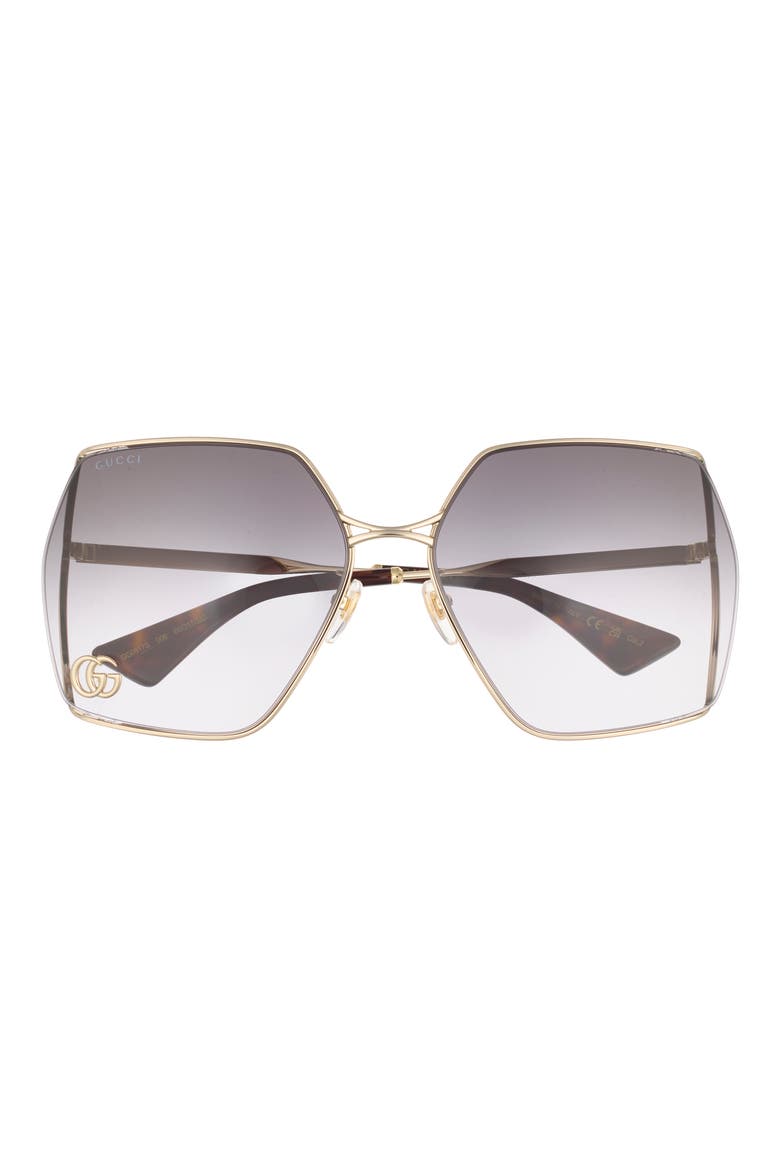 65mm Oversize Rectangular Sunglasses, Main, color, GOLD GOLD GREY