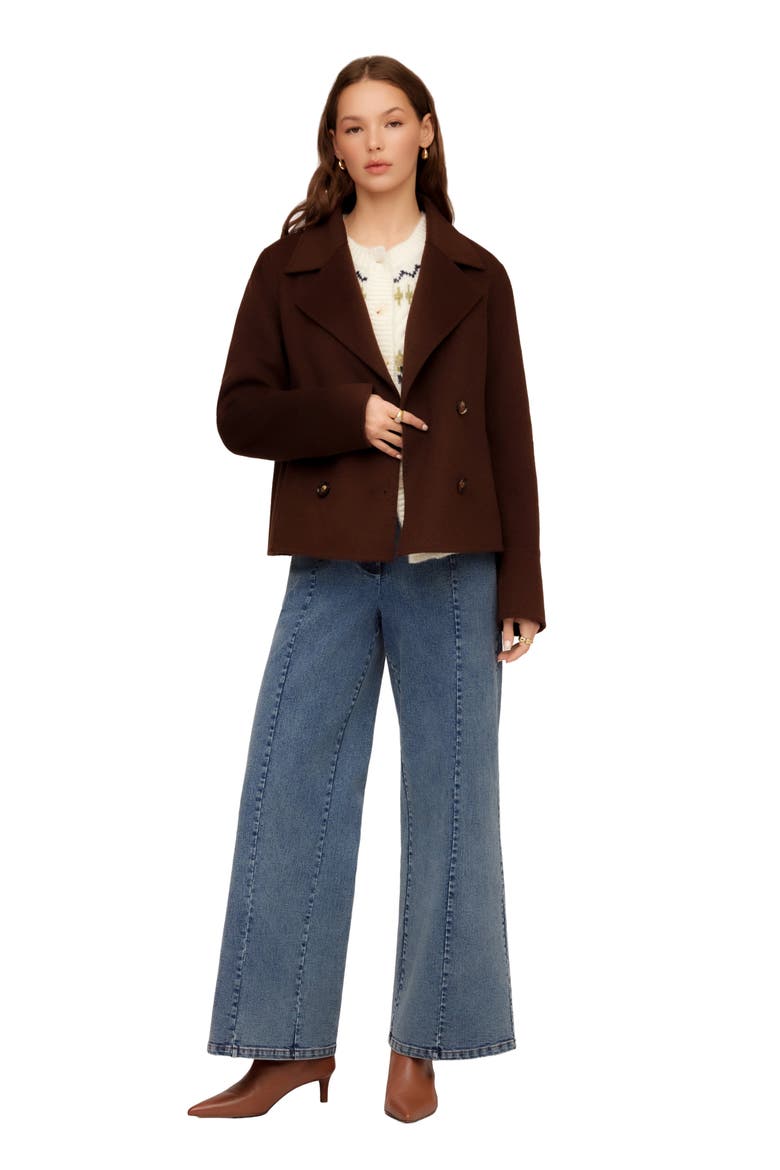 Naomi Cropped Peacoat, Alternate, color, WOOD