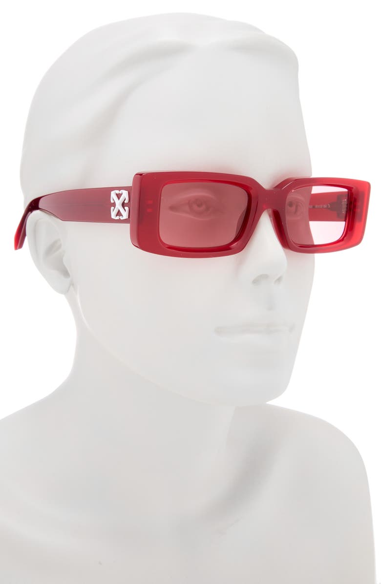 Off-White 50mm Arthur Rectangular Sunglasses, Alternate, color, Burgundy Burgundy