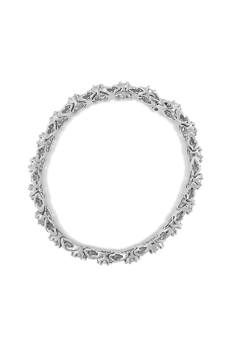 14K White Gold 6-1/3 Cttw Round Diamond Cluster Tennis Bracelet, Alternate, color, White