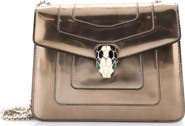 Pre-Owned Bvlgari Serpenti Forever Square Shoulder Bag Metallic Leather Small