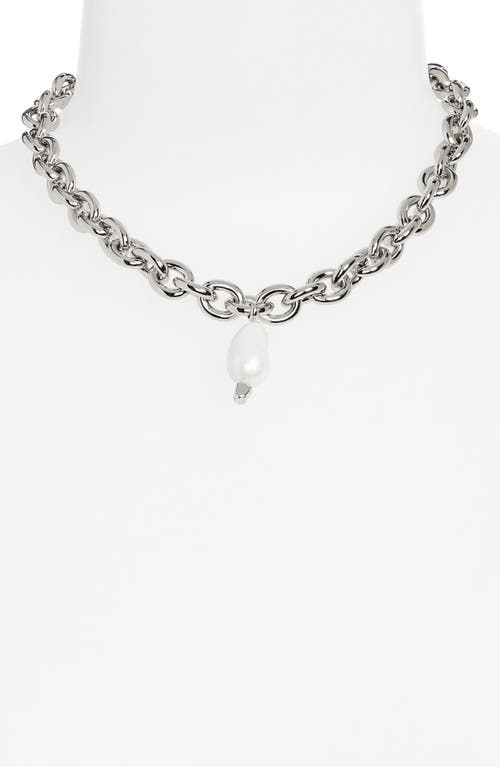 Simone Rocha Pearl Pendant Chain Necklace In Metallic