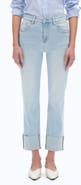 Bayeas High Waist Cuffed Raw Hem Straight Leg Jeans
