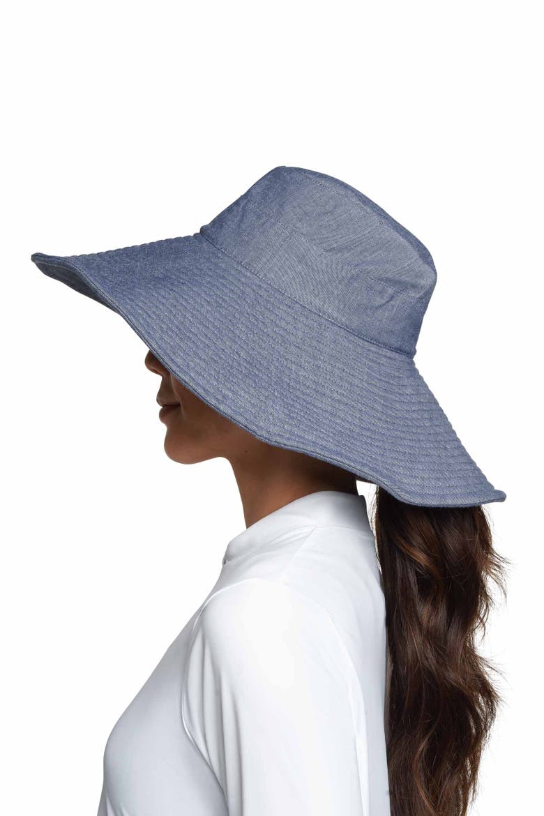 Women's Brittany Beach Hat, UPF 50+ Sun Protection, Alternate, color, Denim Blue Chambray