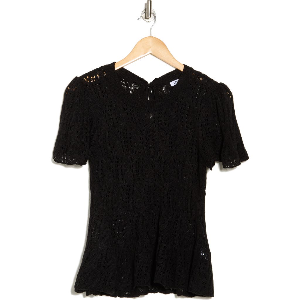 Daniel Rainn Openwork Peplum Top In Q095 Black