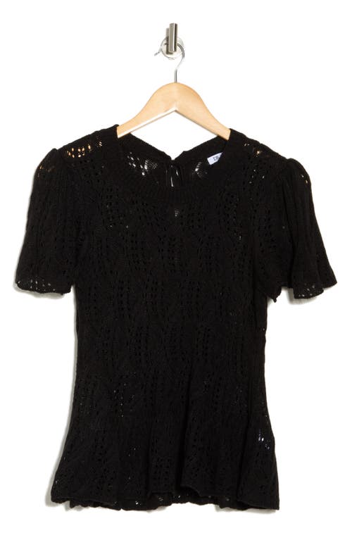 Daniel Rainn Openwork Peplum Top In Black