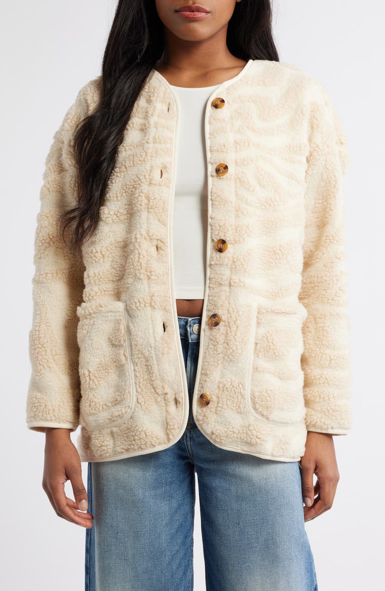 Billabong Fireside Cozy Fleece Jacket, Main, color, White Cap 1