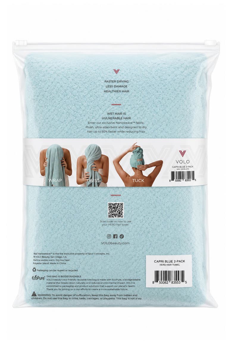 Hero Hair Towel Duo in Capri Blue $96 Value, Alternate, color, CAPRI BLUE