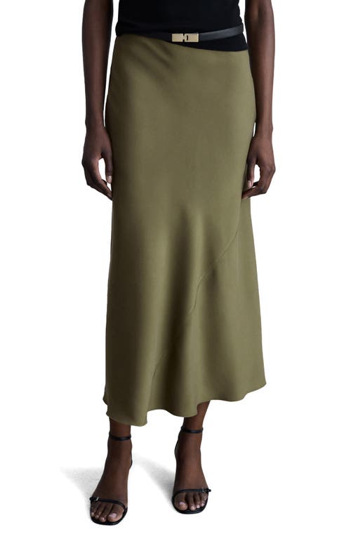 Mango Women's Satin Midi Skirt In Khaki Green