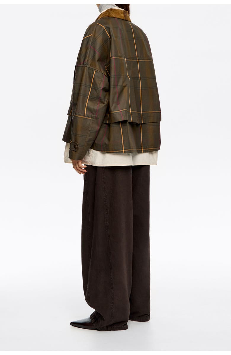 Bimba y Lola Short Checked A-Line Trench, Alternate, color, Dark Khaki