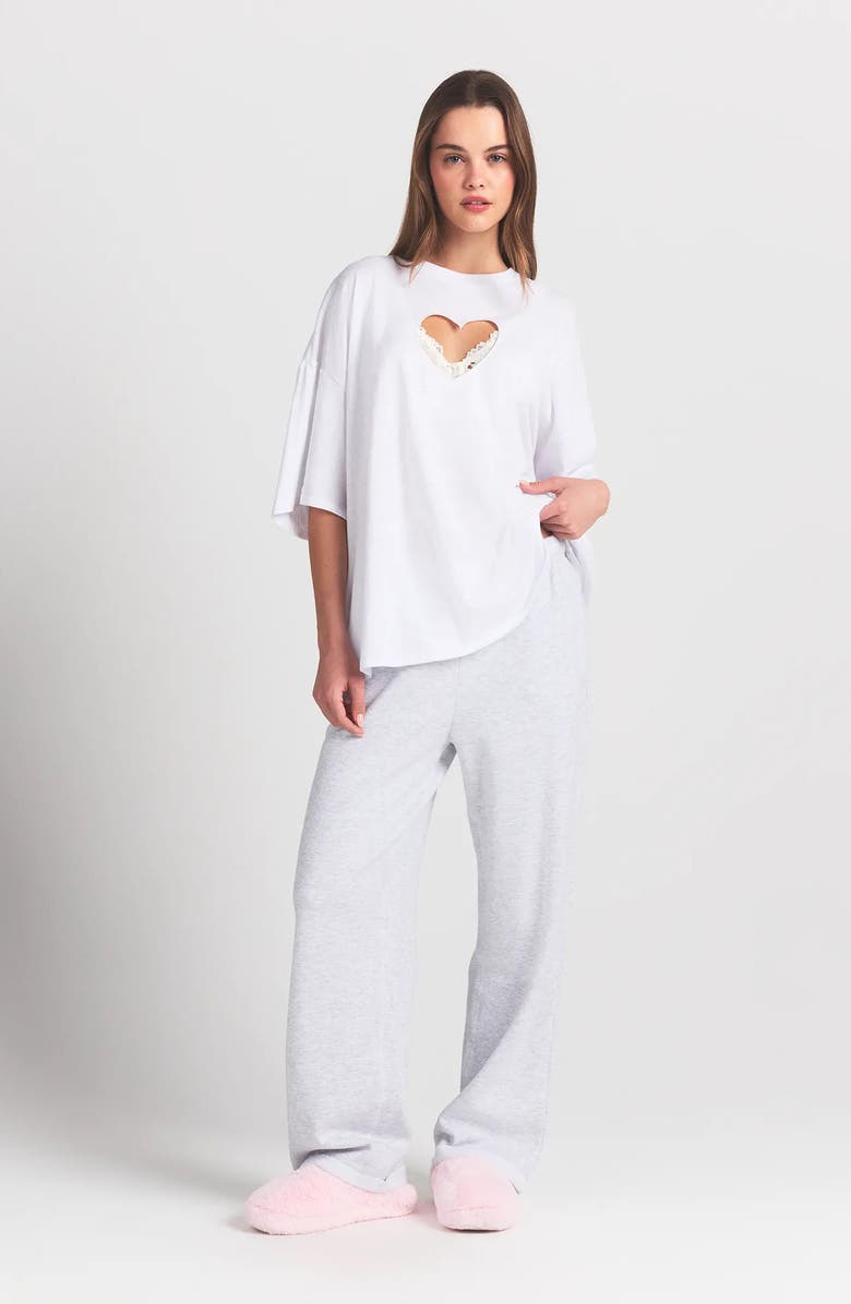 SKIMS Heart Cutout Pajama T-Shirt, Alternate, color, Snow
