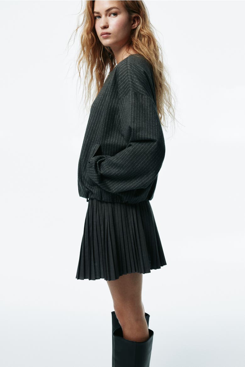 Oversized Jersey Jacket, Alternate, color, Gray melange/pinstriped