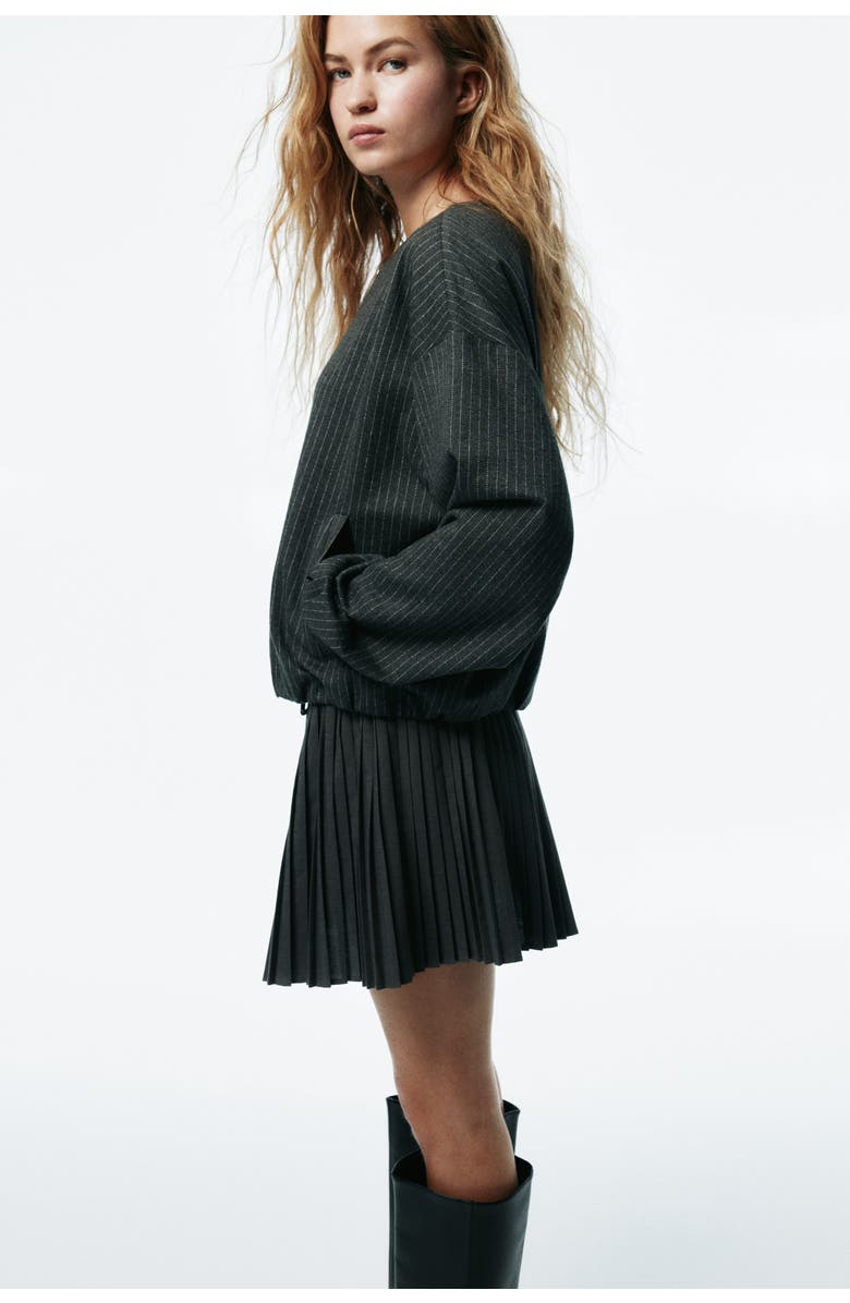 H&M Oversized Jersey Jacket, Alternate, color, Gray Melange/Pinstriped